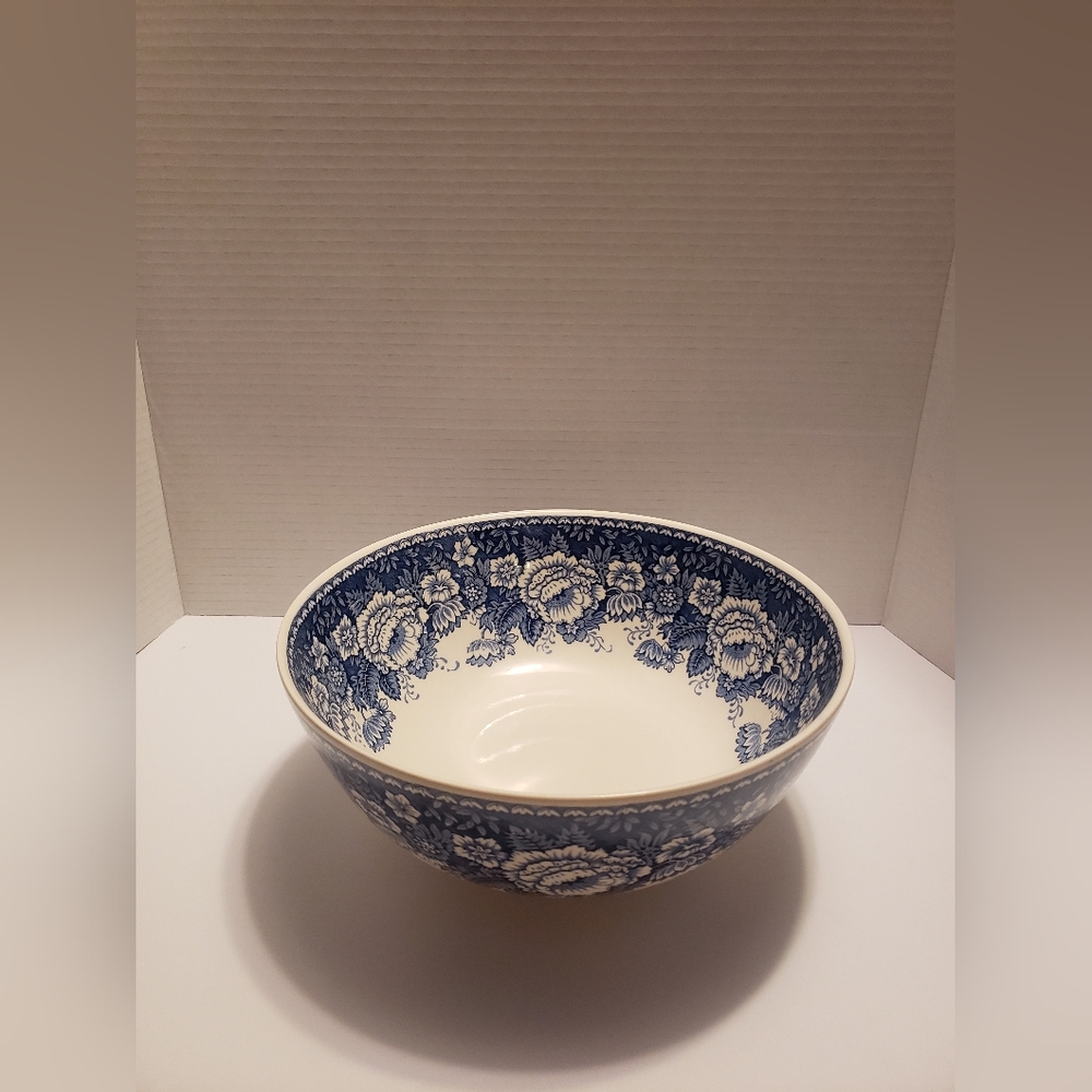 Antique Mason's Ironstone Crabtree and Evelyn Blue and White Serving Bowl
